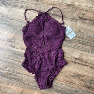 BECCA Low Back High Neck Crochet One Piece, size S